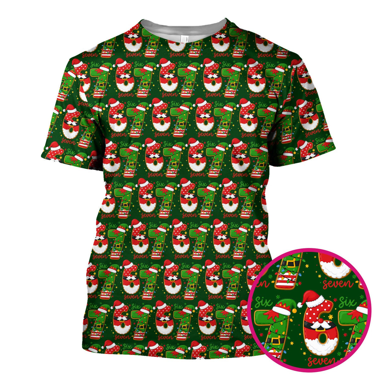 Christmas 67 Pattern Scrub Top, Festive Holiday Medical Uniform Shirt For Nursing
