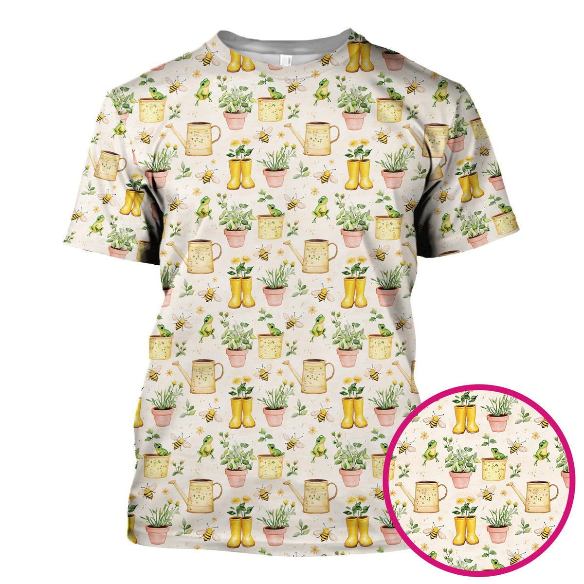Frog And Bee Garden Nurse Scrub Top
