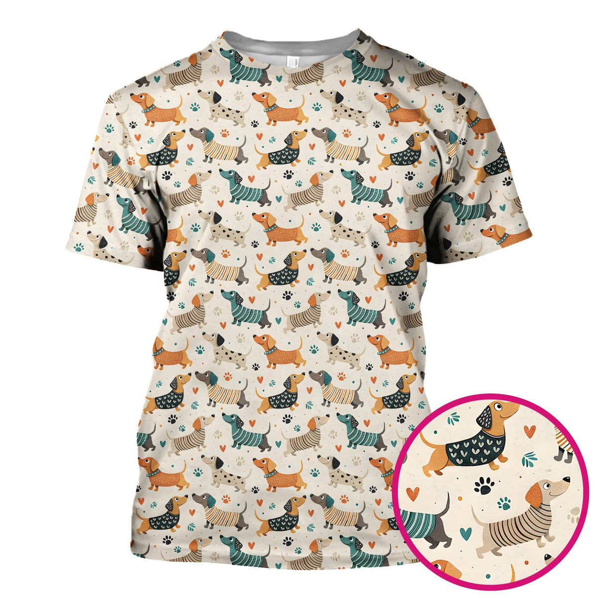 Fun Dachshund Paw Heart Nurse Scrub Top