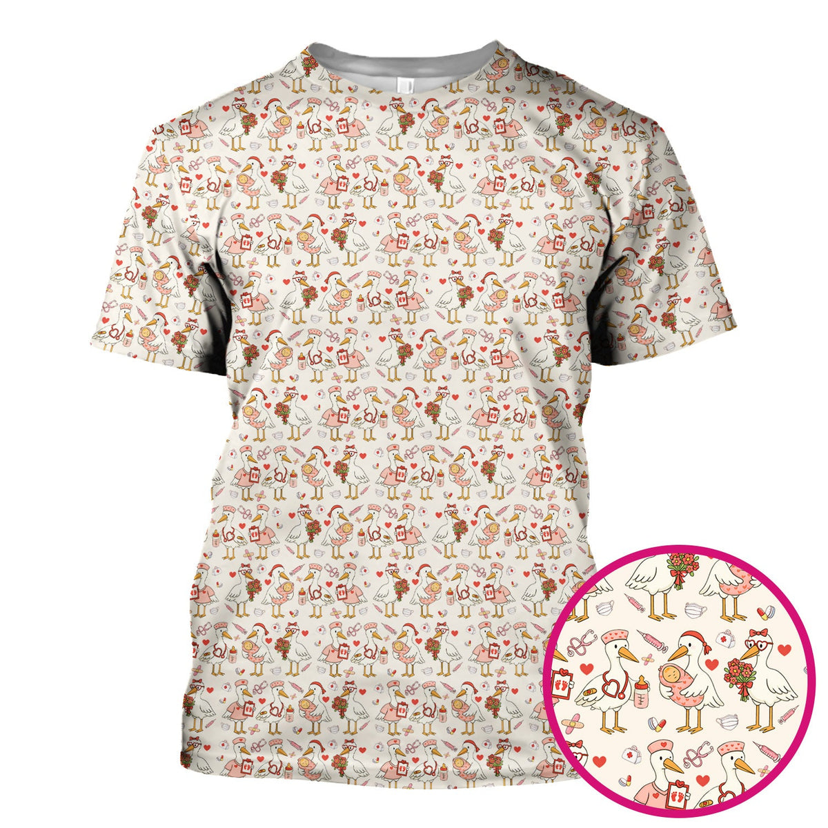 Valentine Goose Nurse Scrub Top