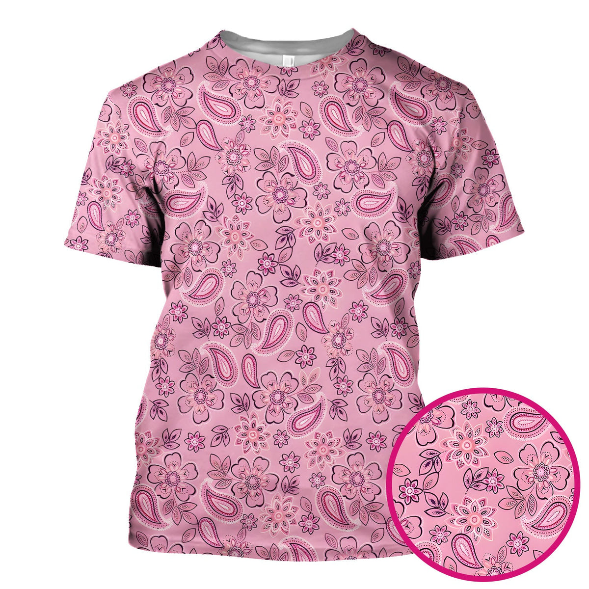 Pink Paisley Floral Nurse Scrub Top