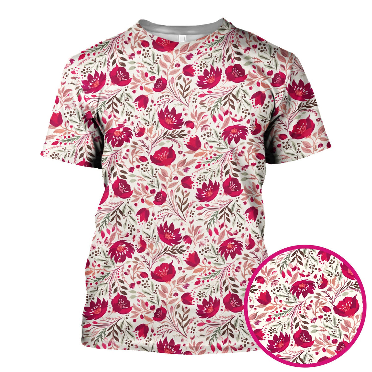 Elegant Floral Botanical Nurse Scrub Top