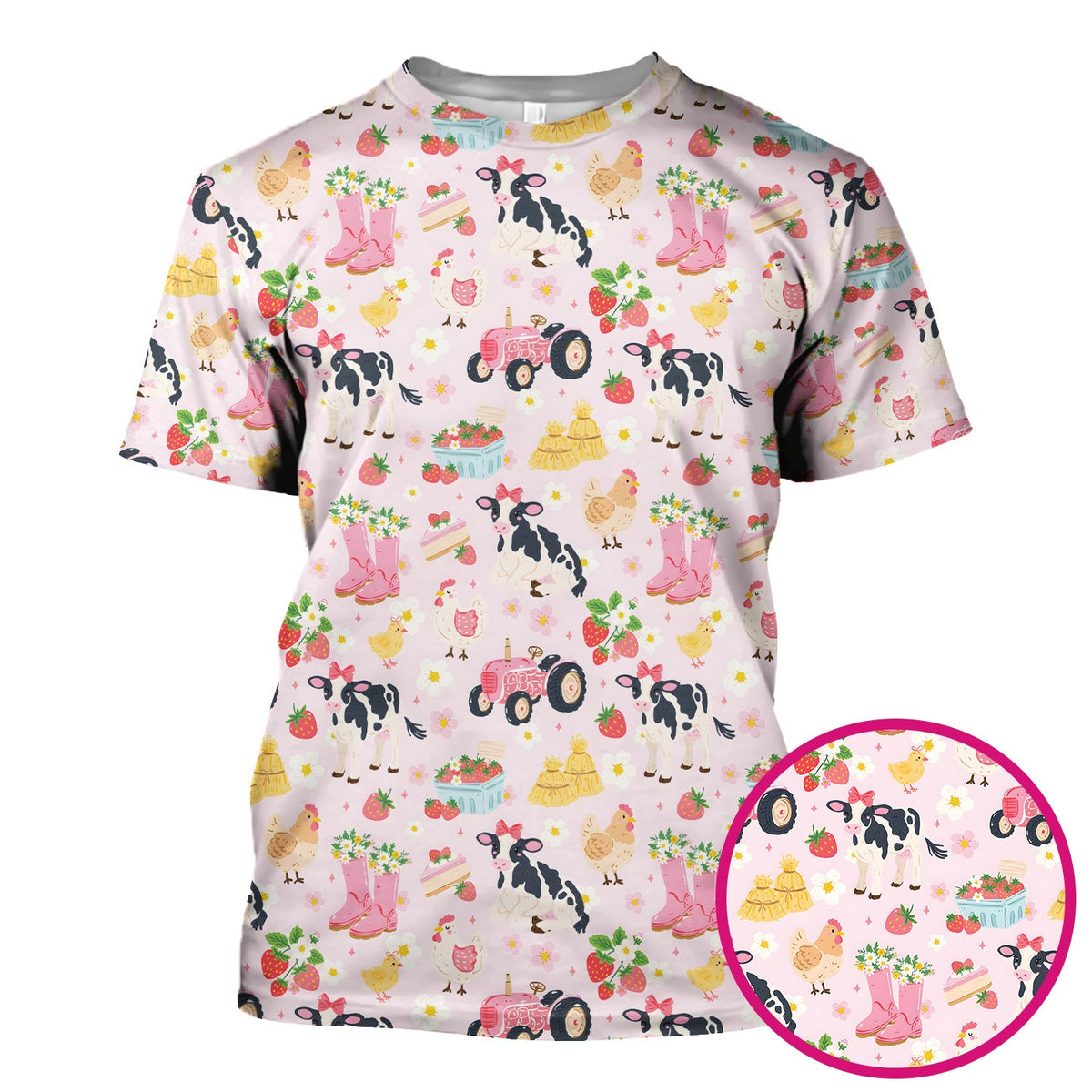 Farm Animals Strawberry Garden Nurse Scrub Top