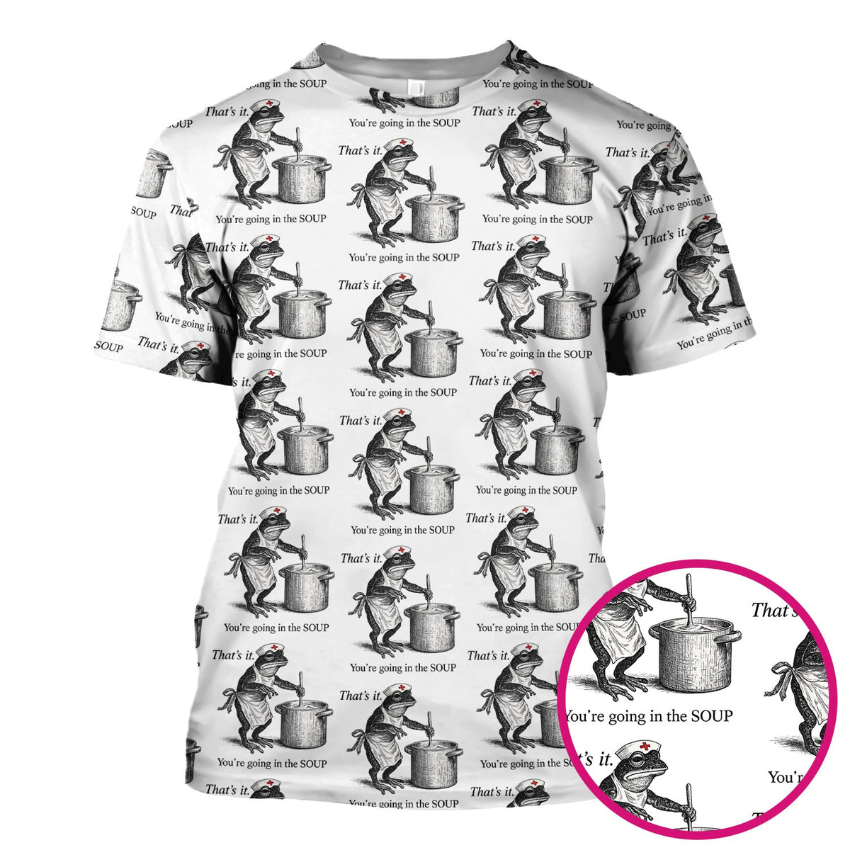 Funny Nurse Frog Cooking Soup Vintage Pattern Scrub Top, Comfortable Scrubs for Nurses