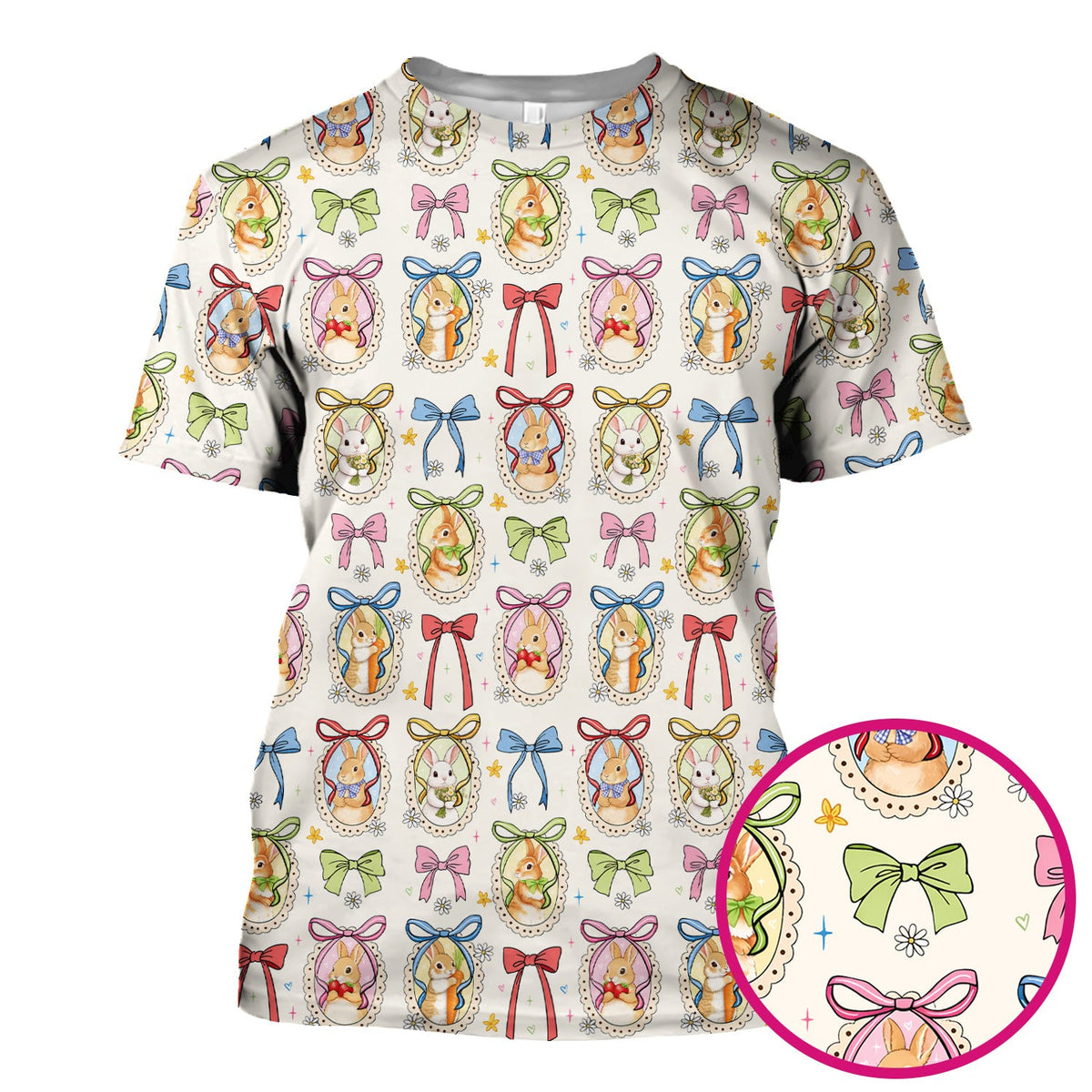 Bunny Cameo Bow Nurse Scrub Top - Easter Gift