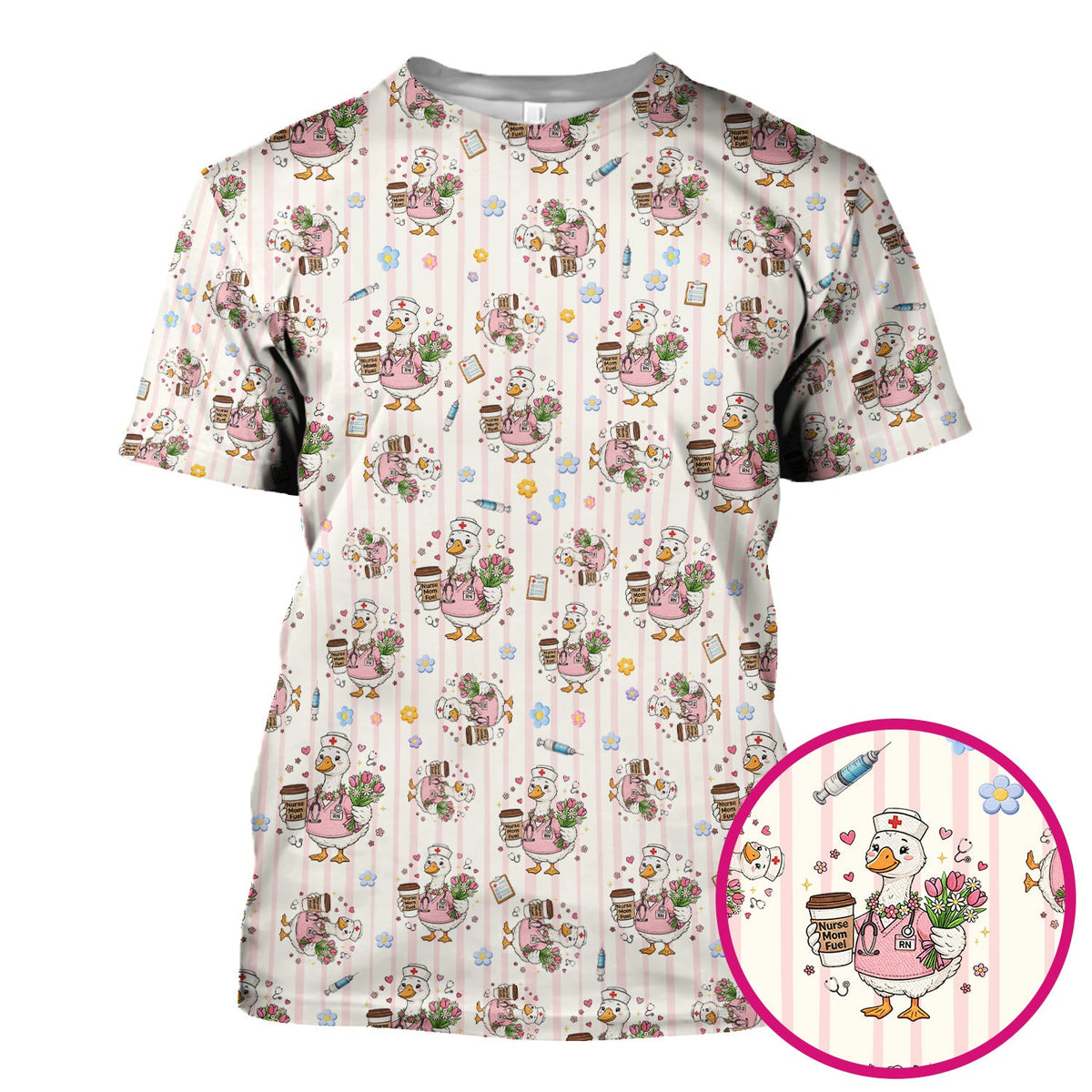 Cartoon Nurse Goose Scrub Top