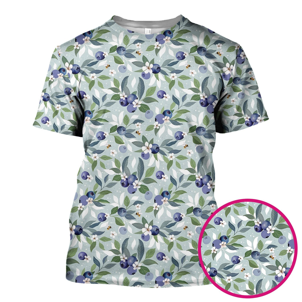 Fresh Blueberry Blossom Garden Nurse Scrub Top