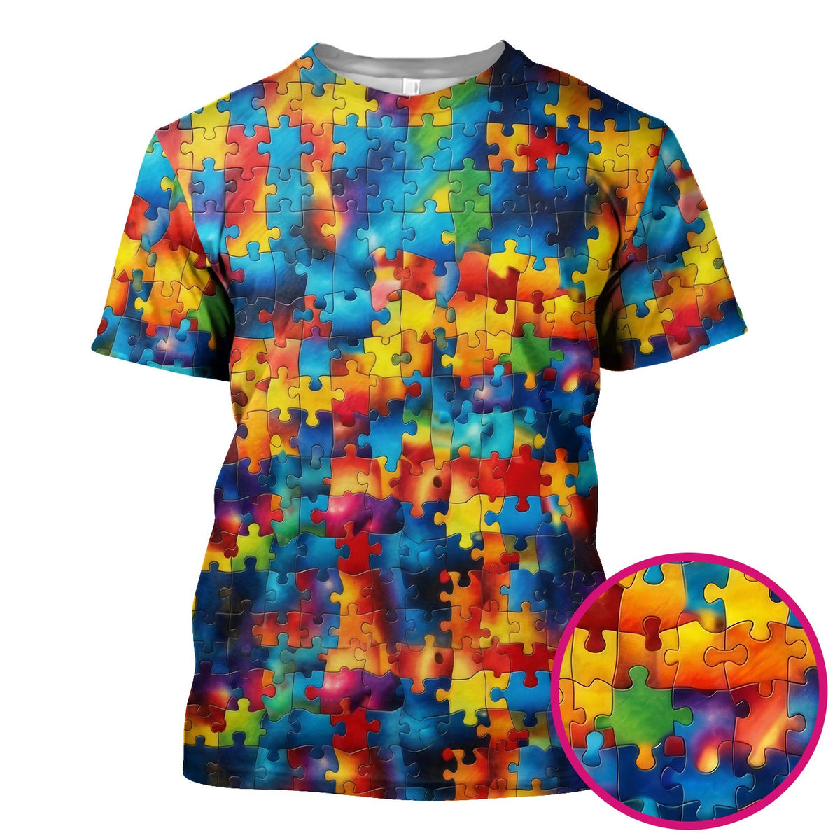 Rainbow Puzzle Piece Nurse Scrub Top