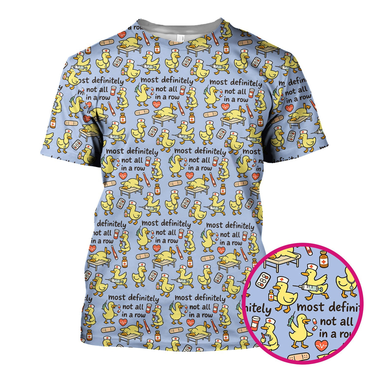 Funny Nurse Duck Medical Humor Pattern Scrub Top, Comfortable Scrubs for Nurses