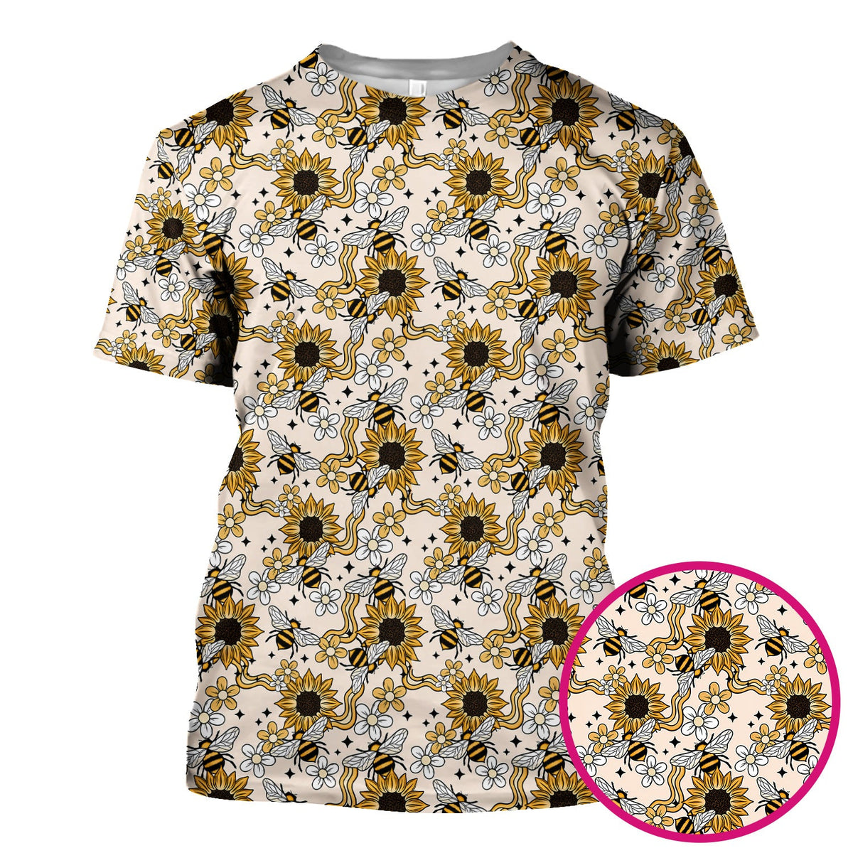 Sunflower Honey Bee Floral Nurse Scrub Top