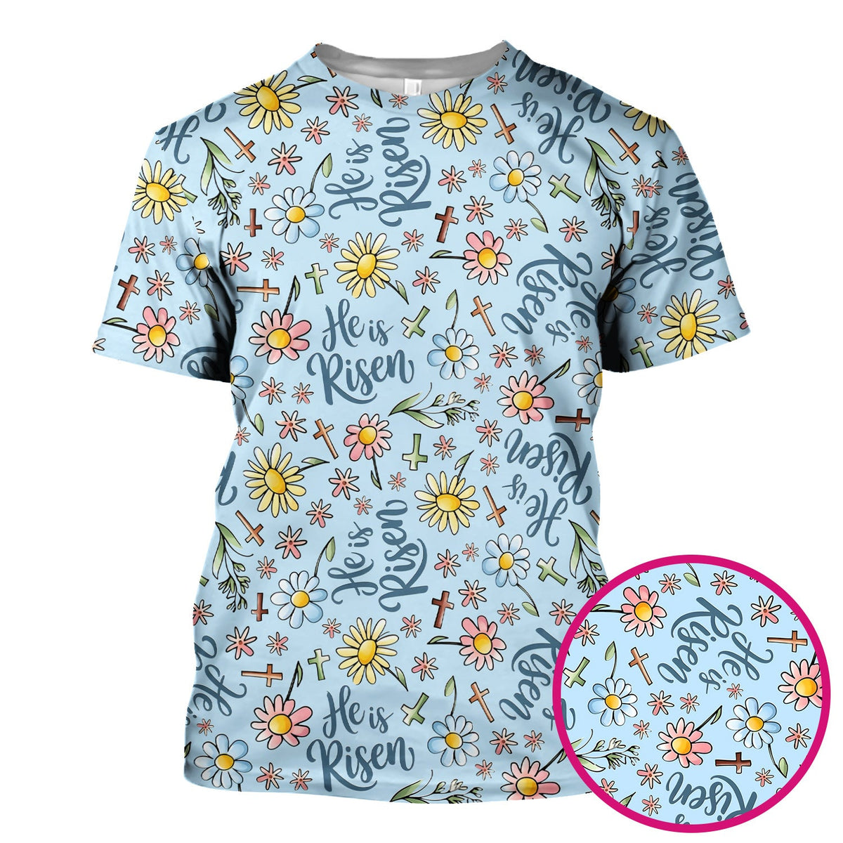 Risen Cross Flower Nurse Scrub Top - Easter Gift
