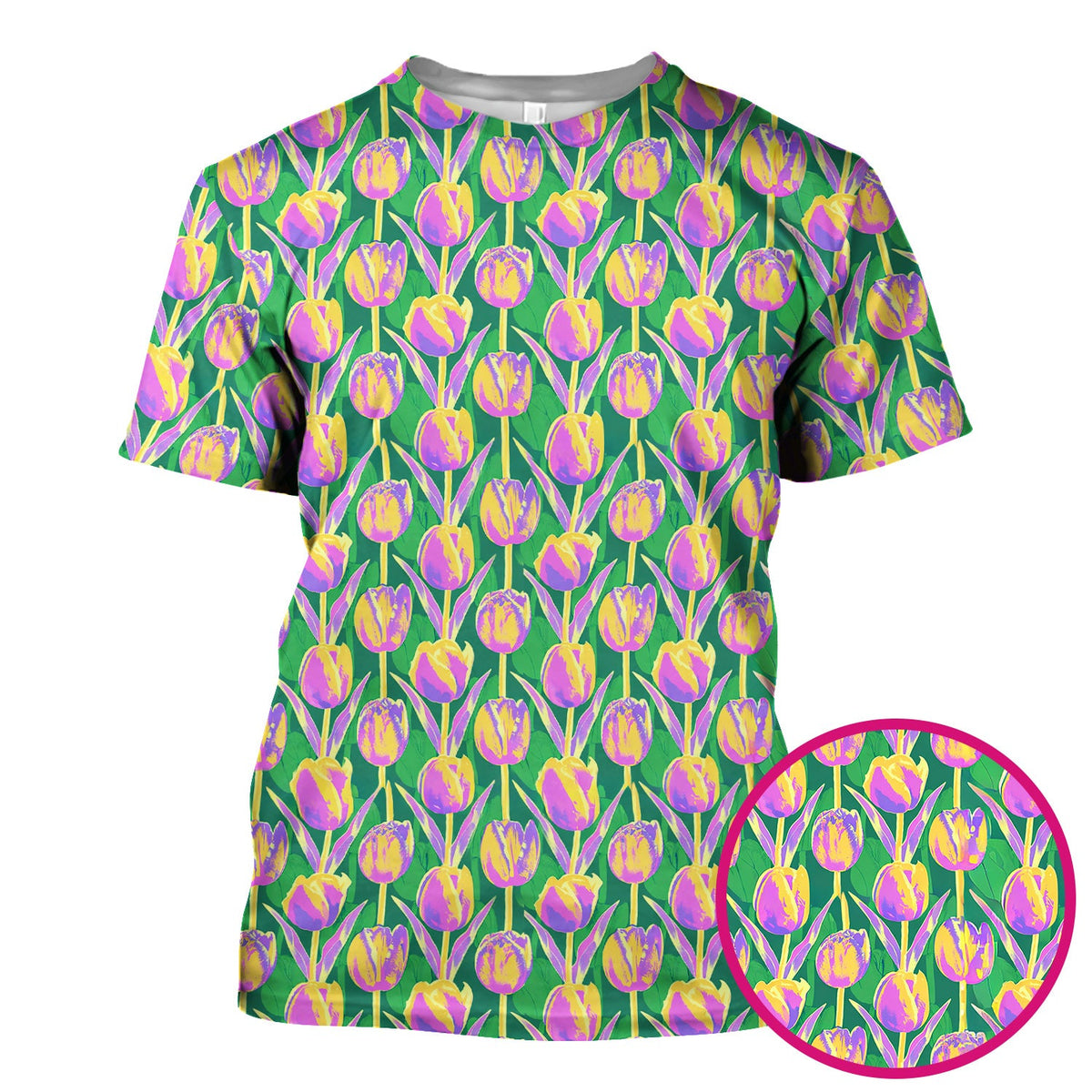 Colorful Tulip Floral Nurse Scrub Top