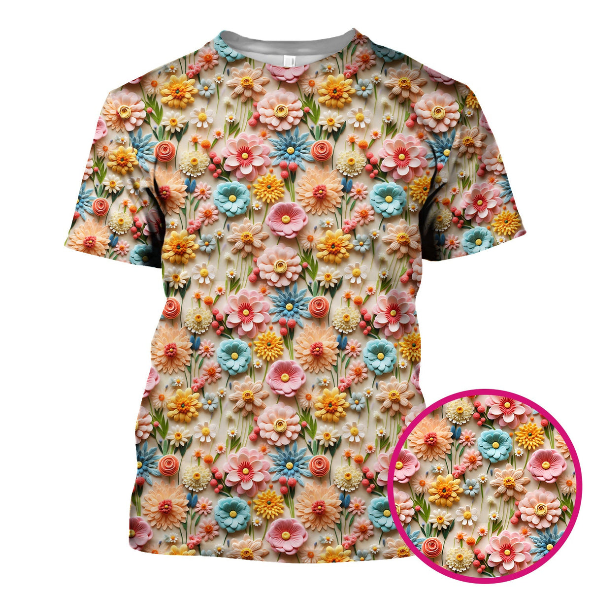 Colorful Blooming Wildflower Nurse Scrub Top