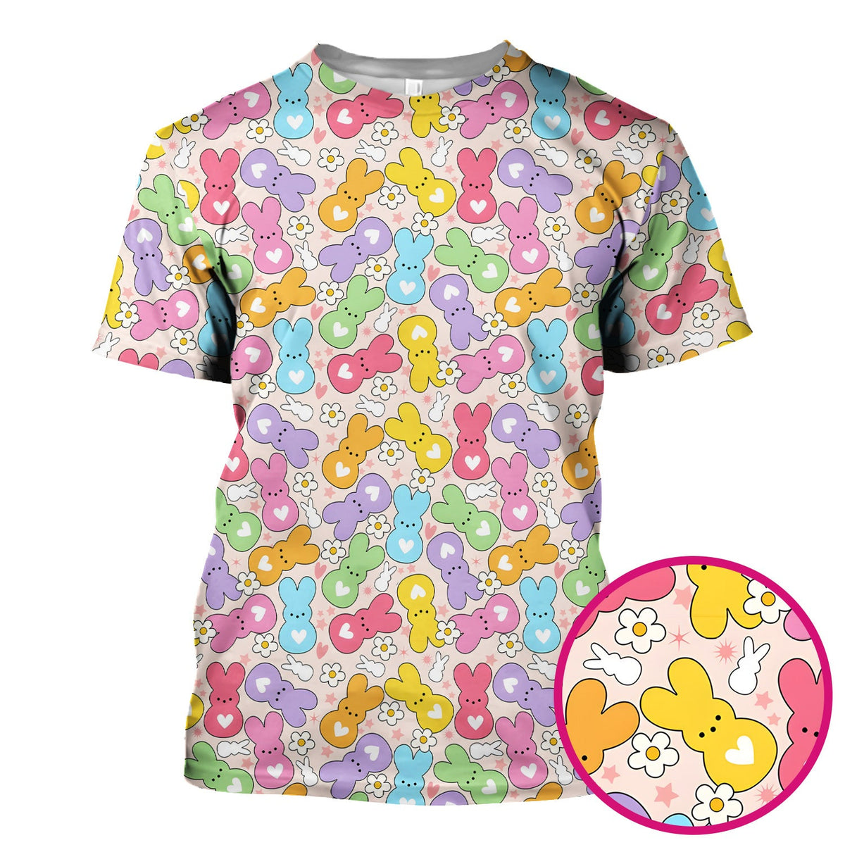 Sweet Pastel Bunny Daisy Scrub Top - Easter Gift For Nurse