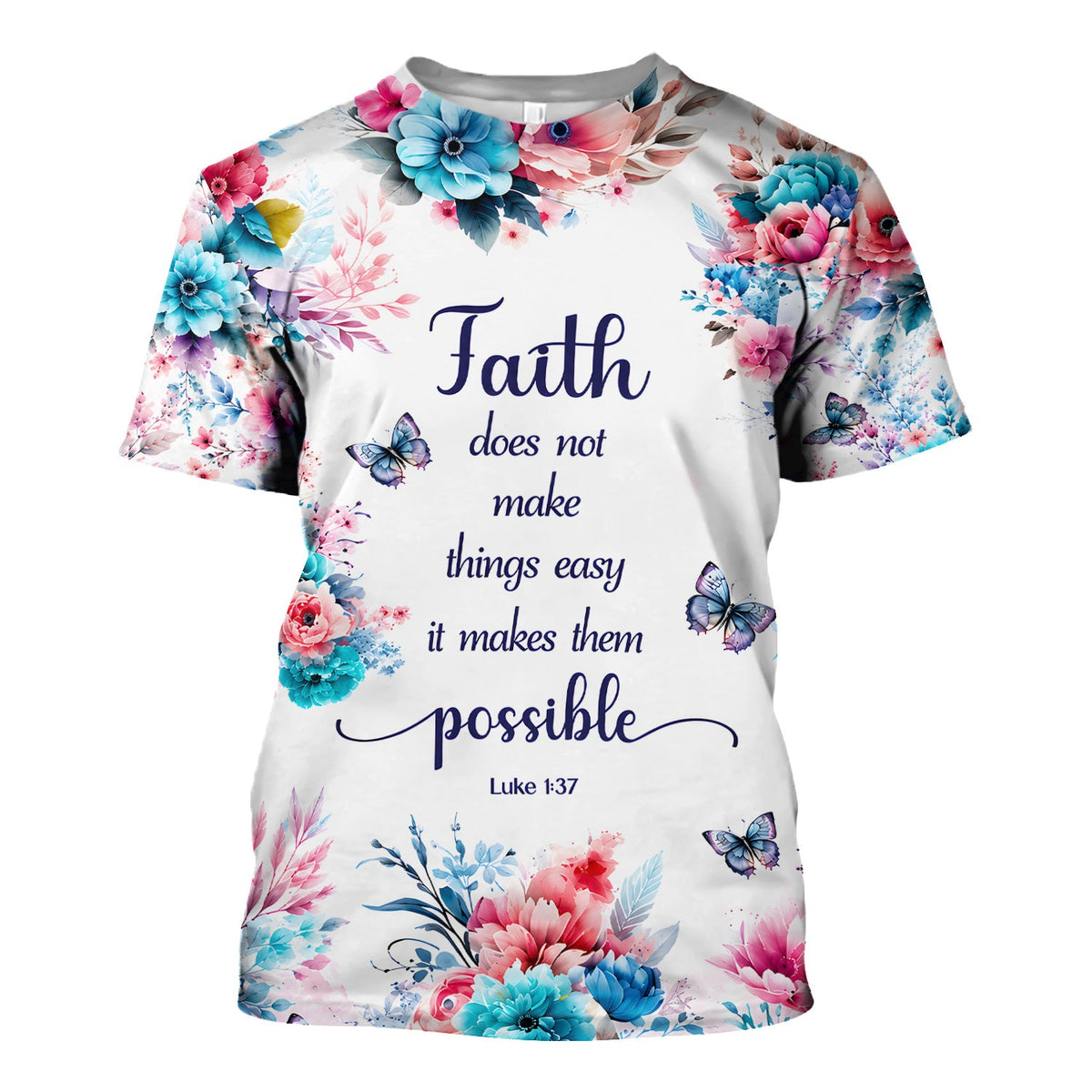 Faith Floral Butterfly Nurse Scrub Top