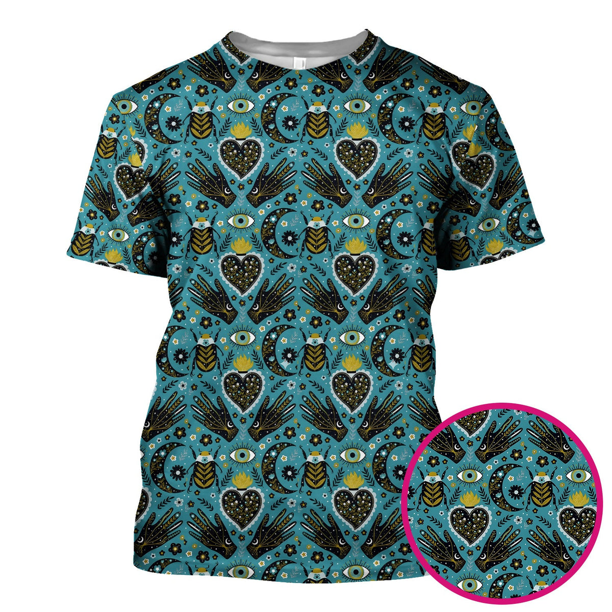 Mystic Celestial Heart Evil Eye Nurse Scrub Top