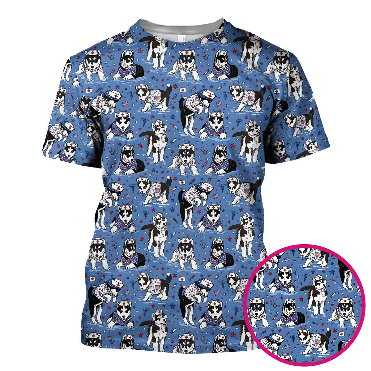Husky Dog Nurse Scrub Top