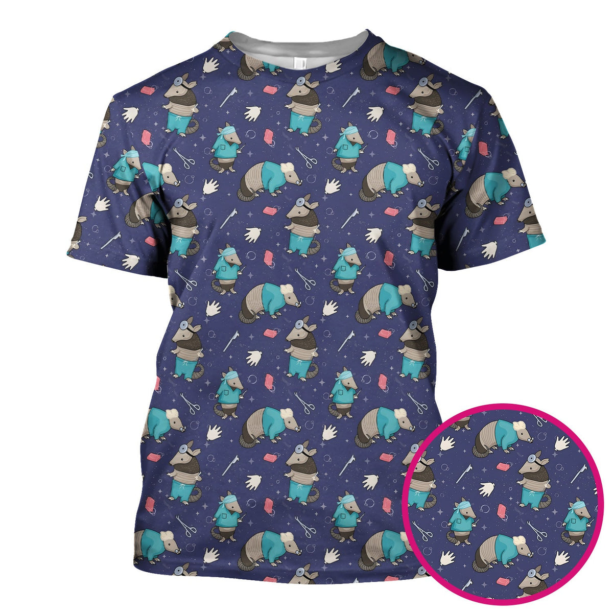 Armadillo Doctor Medical Tools Nurse Scrub Top