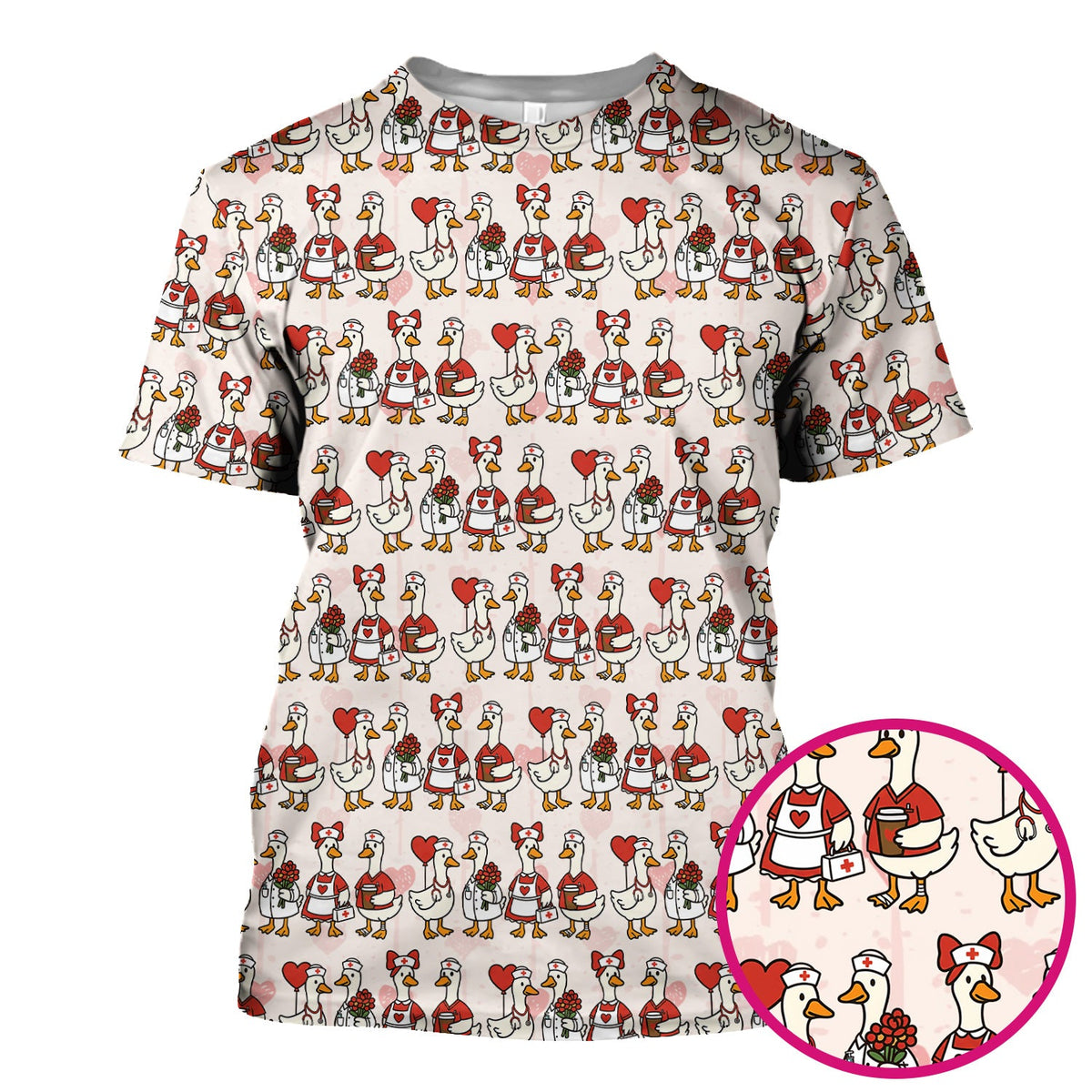 Valentine Nurse Goose Scrub Top