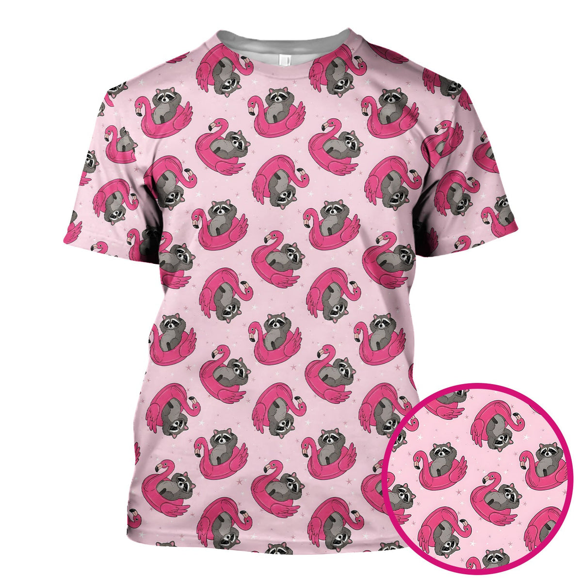Raccoon Flamingo Float Nurse Scrub Top