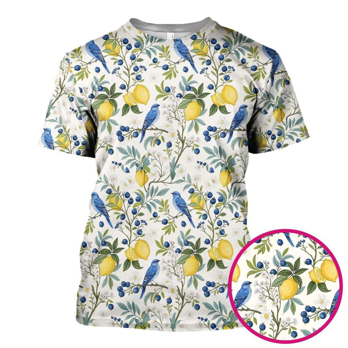 Cute Bluebird Lemon Berry Nurse Scrub Top