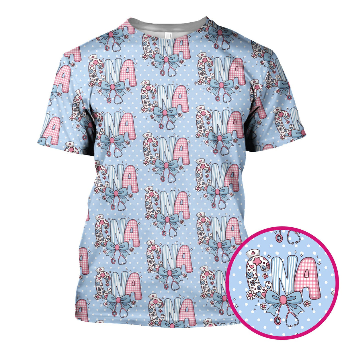 Floral Bow Nurse Scrub Top