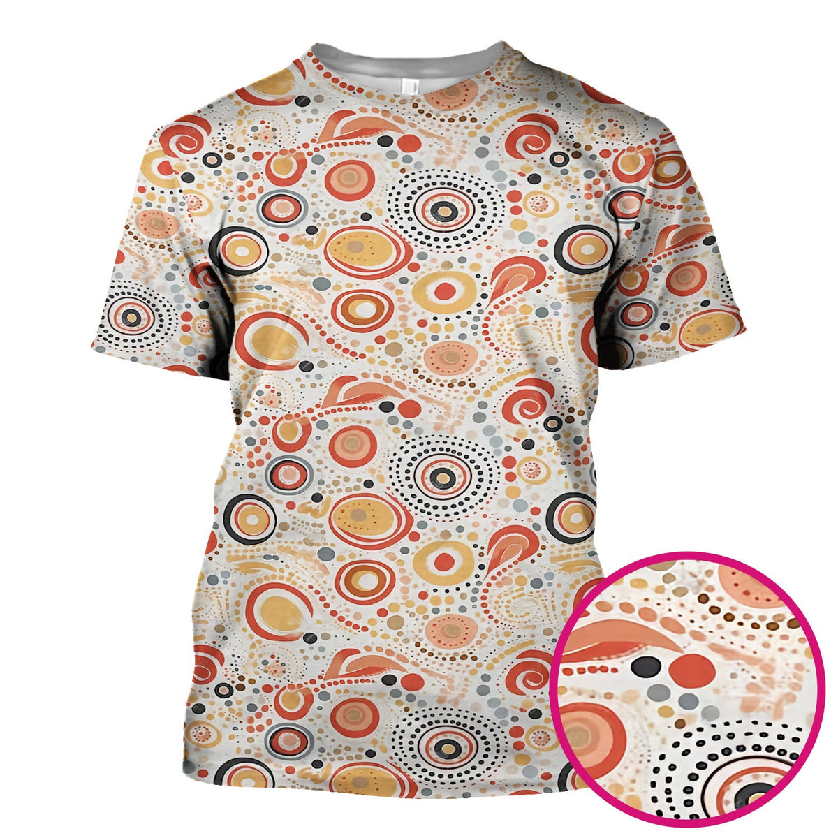 Abstract Earth Tone Dot Circle Nurse Scrub Top