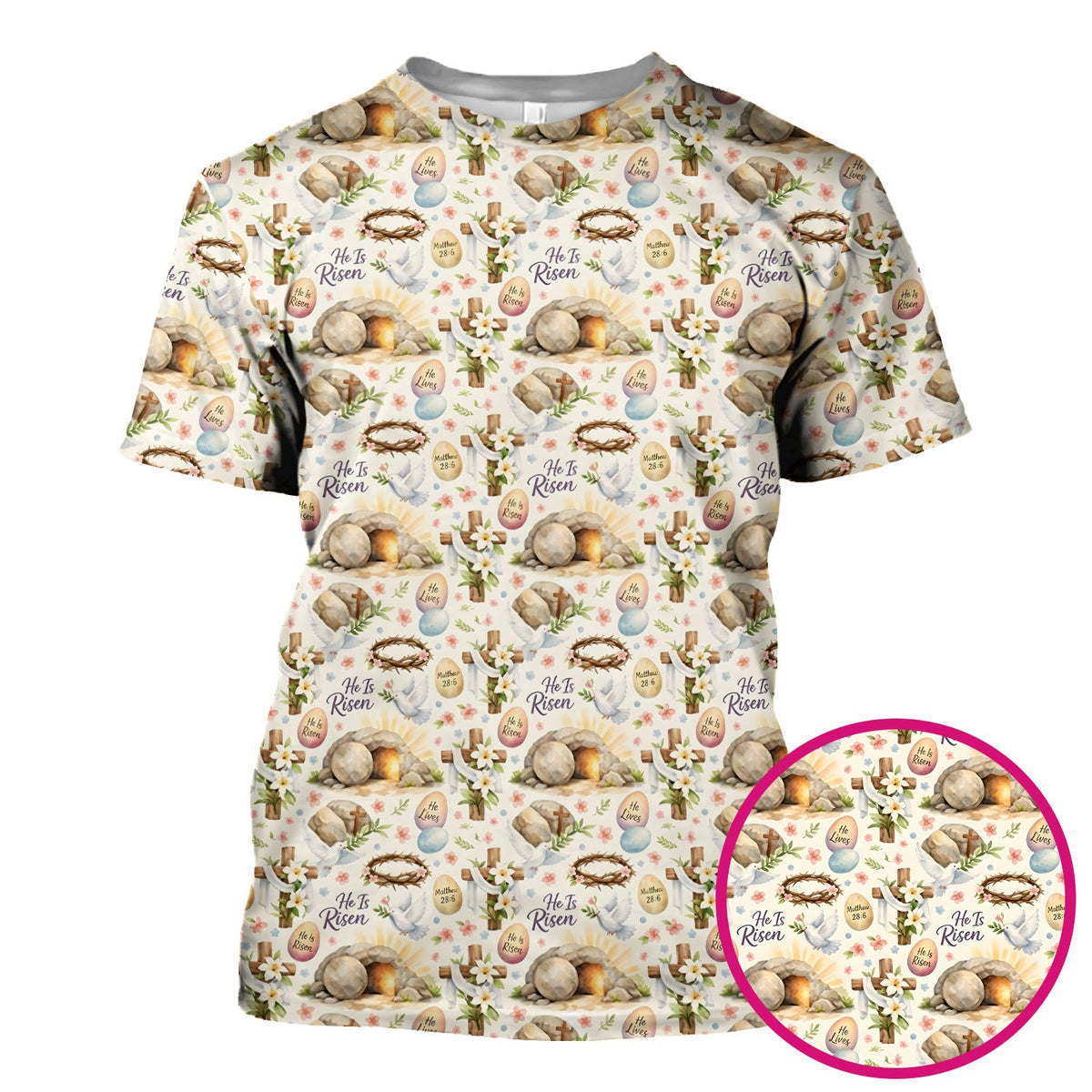 Risen Cross Tomb Lily Nurse Scrub Top - Easter Gift