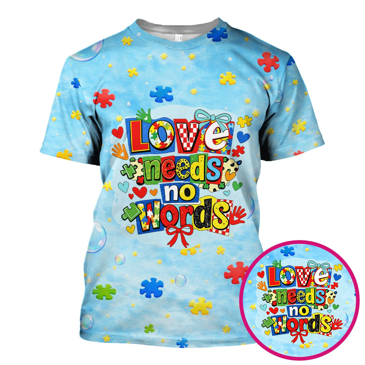 Autism Awareness Love Needs No Words Nurse Scrub Top
