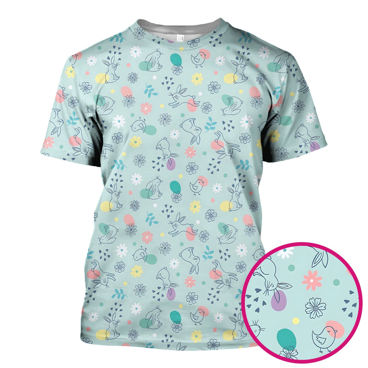 Whimsical Easter Bunny Eggs Nurse Scrub Top