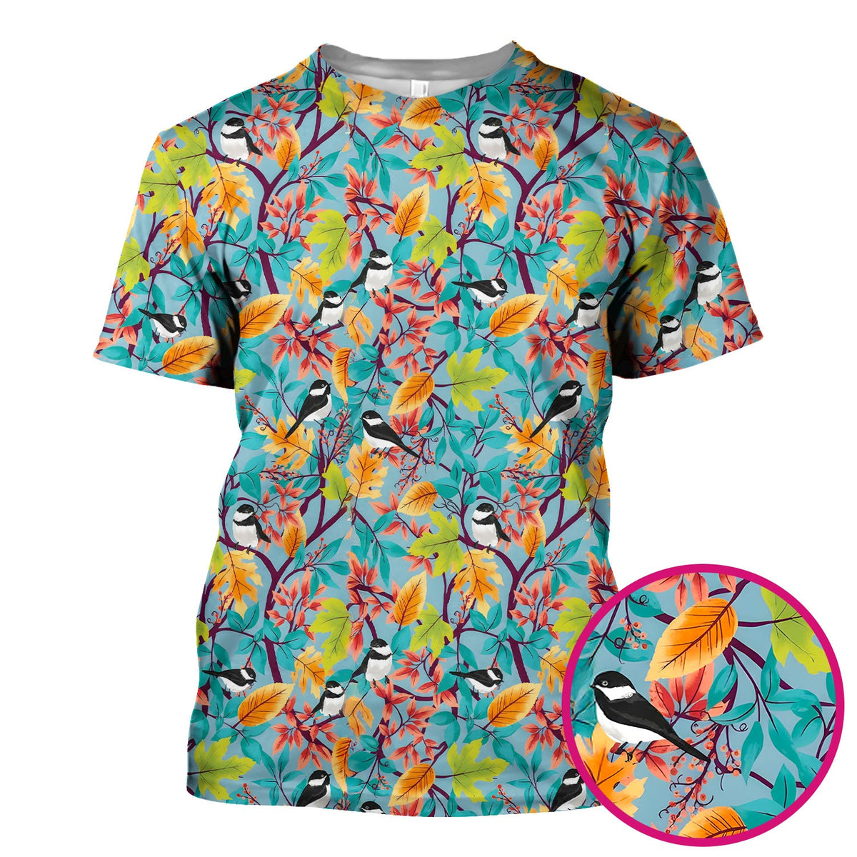 Autumn Leaf Chickadee Bird Nurse Scrub Top