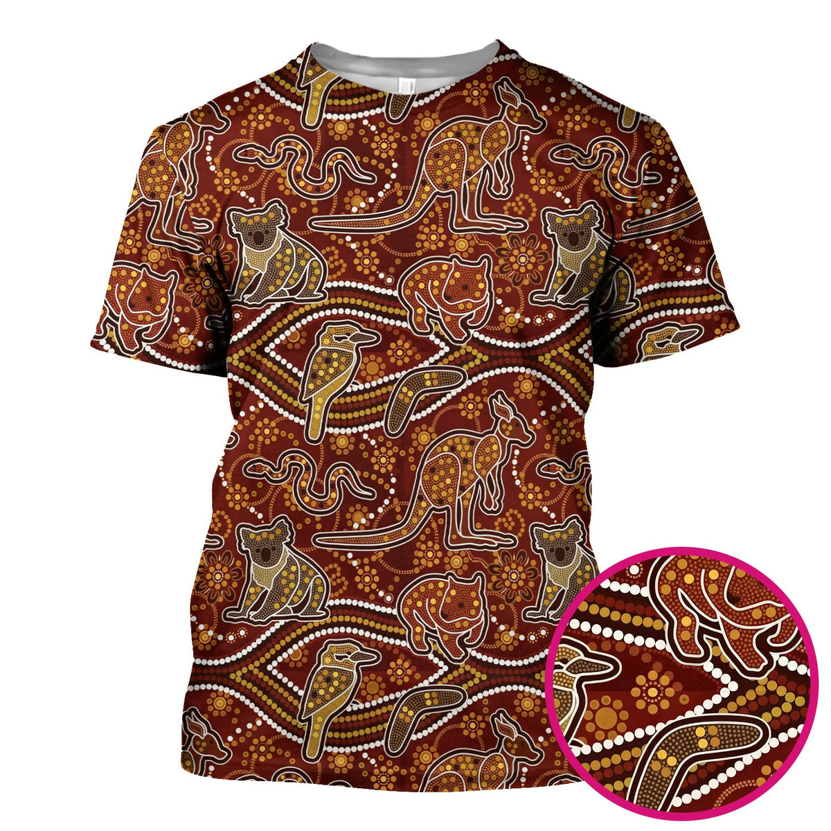 Australian Kangaroo Koala Aboriginal Nurse Scrub Top