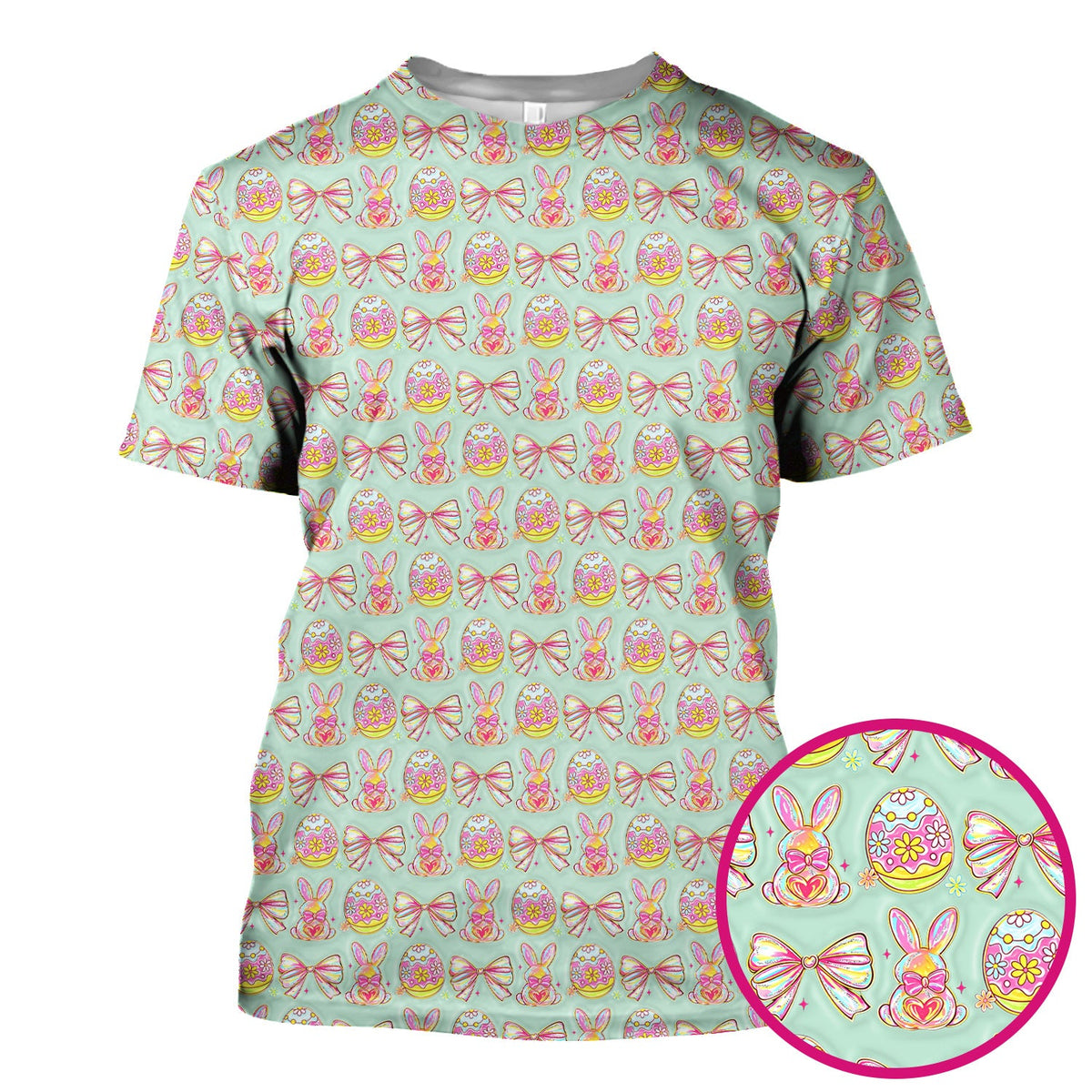 Bunny Pastel Egg Bow Nurse Scrub Top - Easter Gift