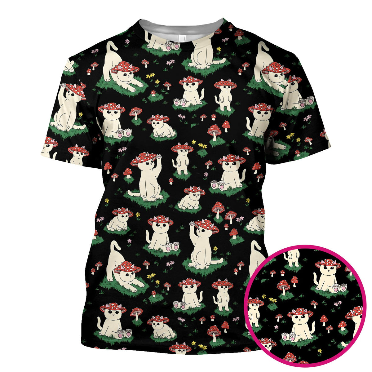 Mushroom Cat Nurse Scrub Top