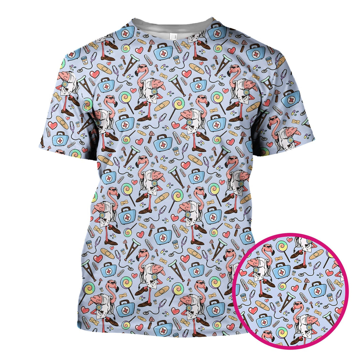 Flamingo Medical Nurse Scrub Top