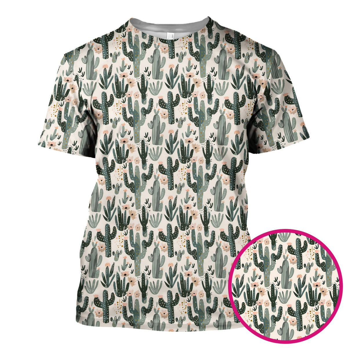 Green Cactus Desert Blossom Nurse Scrub Top
