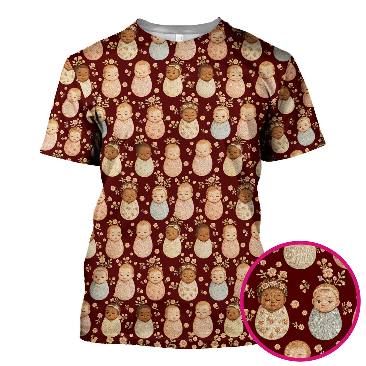 Sweet Newborn Baby Floral Nurse Scrub Top