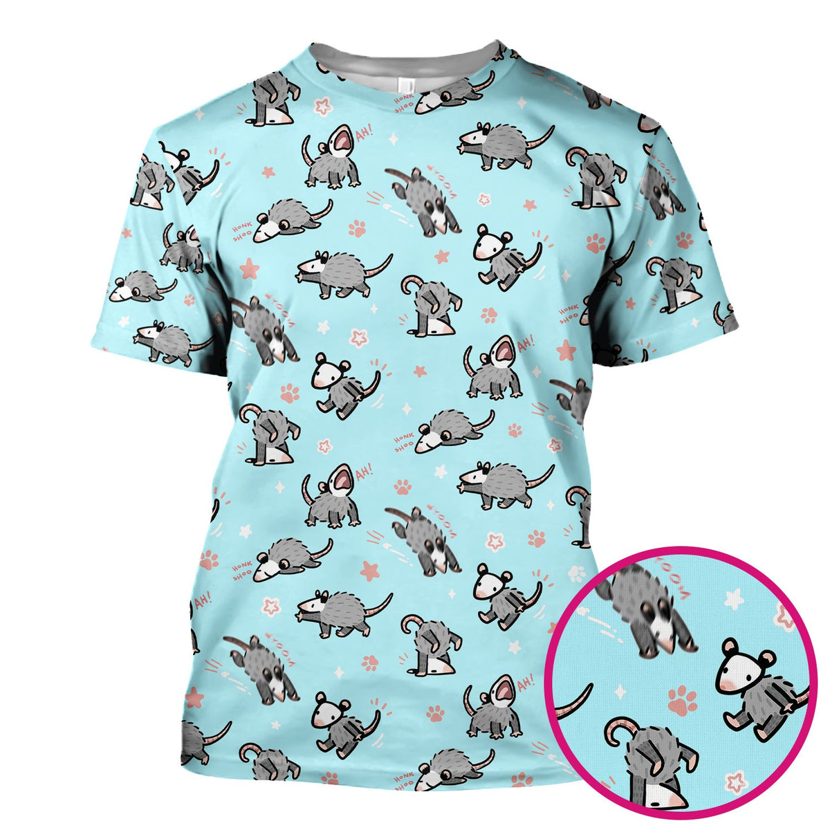 Cartoon Opossum Nurse Scrub Top