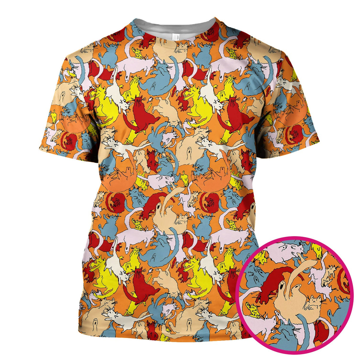 Colorful Cat Chaos Illustration Nurse Scrub Top