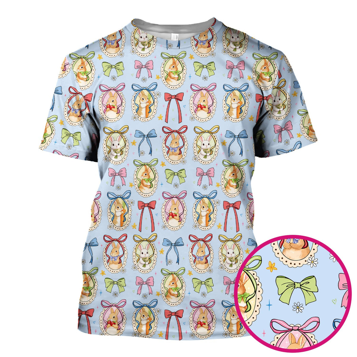 Bunny Cameo Bow Nurse Scrub Top - Easter Gift