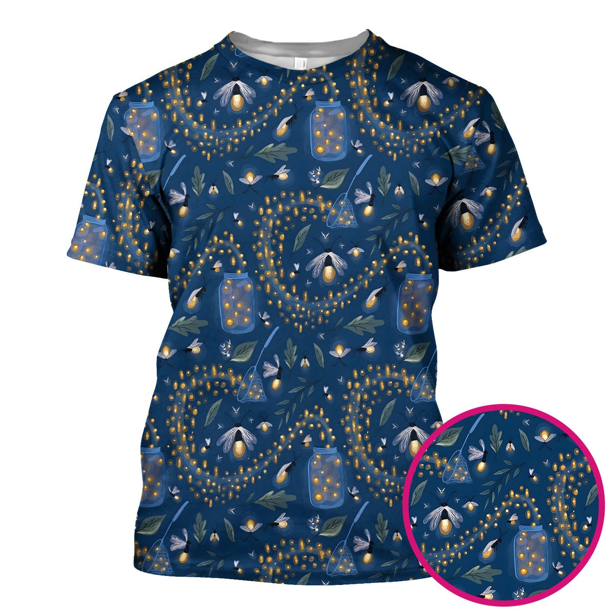 Cute Nurse Firefly Pattern Scrub Top, Comfortable Scrubs For Nurses