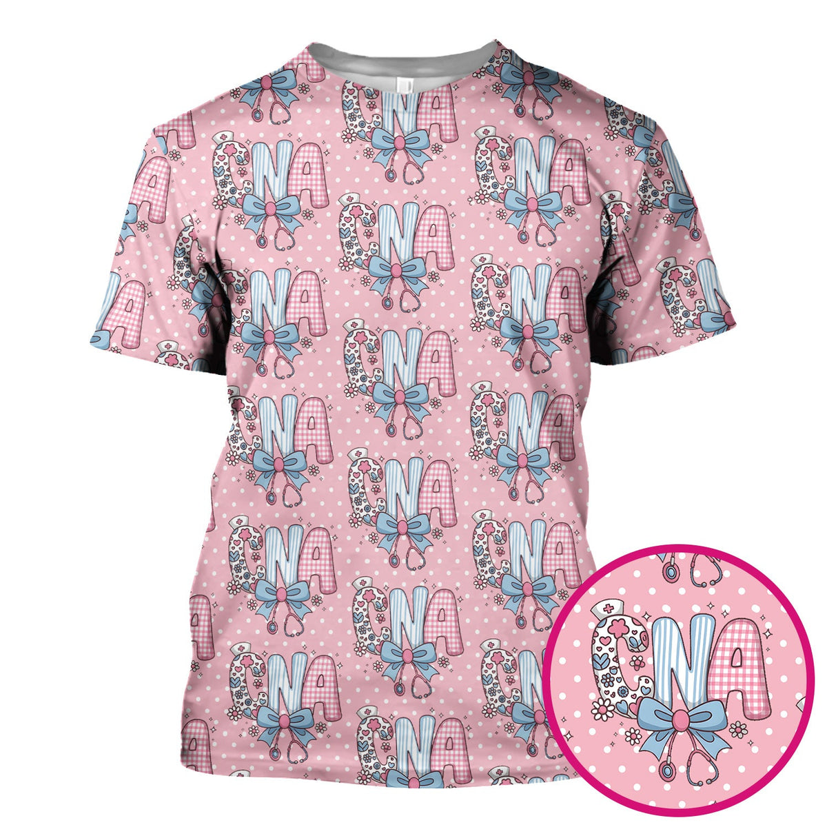 Floral Bow Nurse Scrub Top