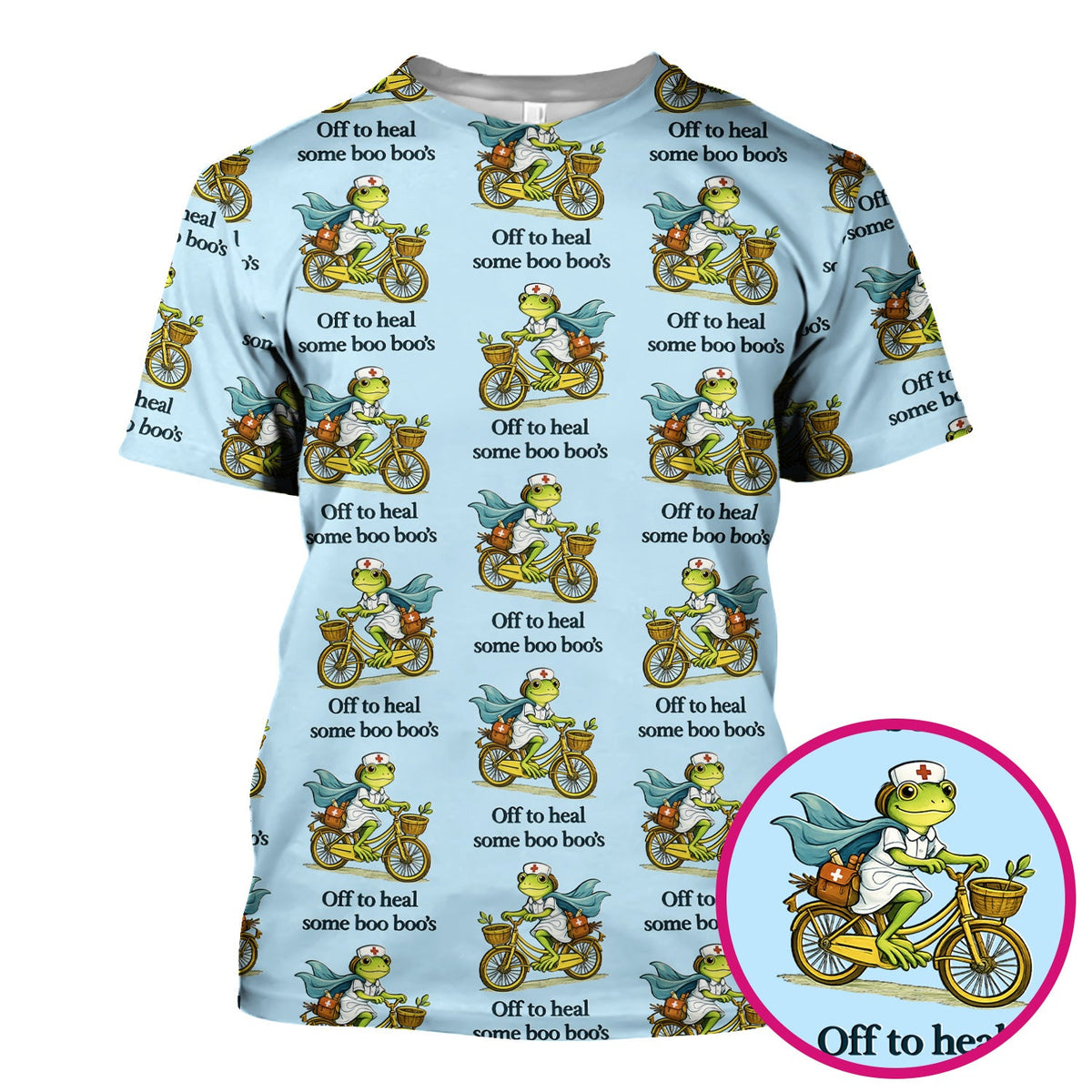 Frog Cycling Nurse Scrub Top
