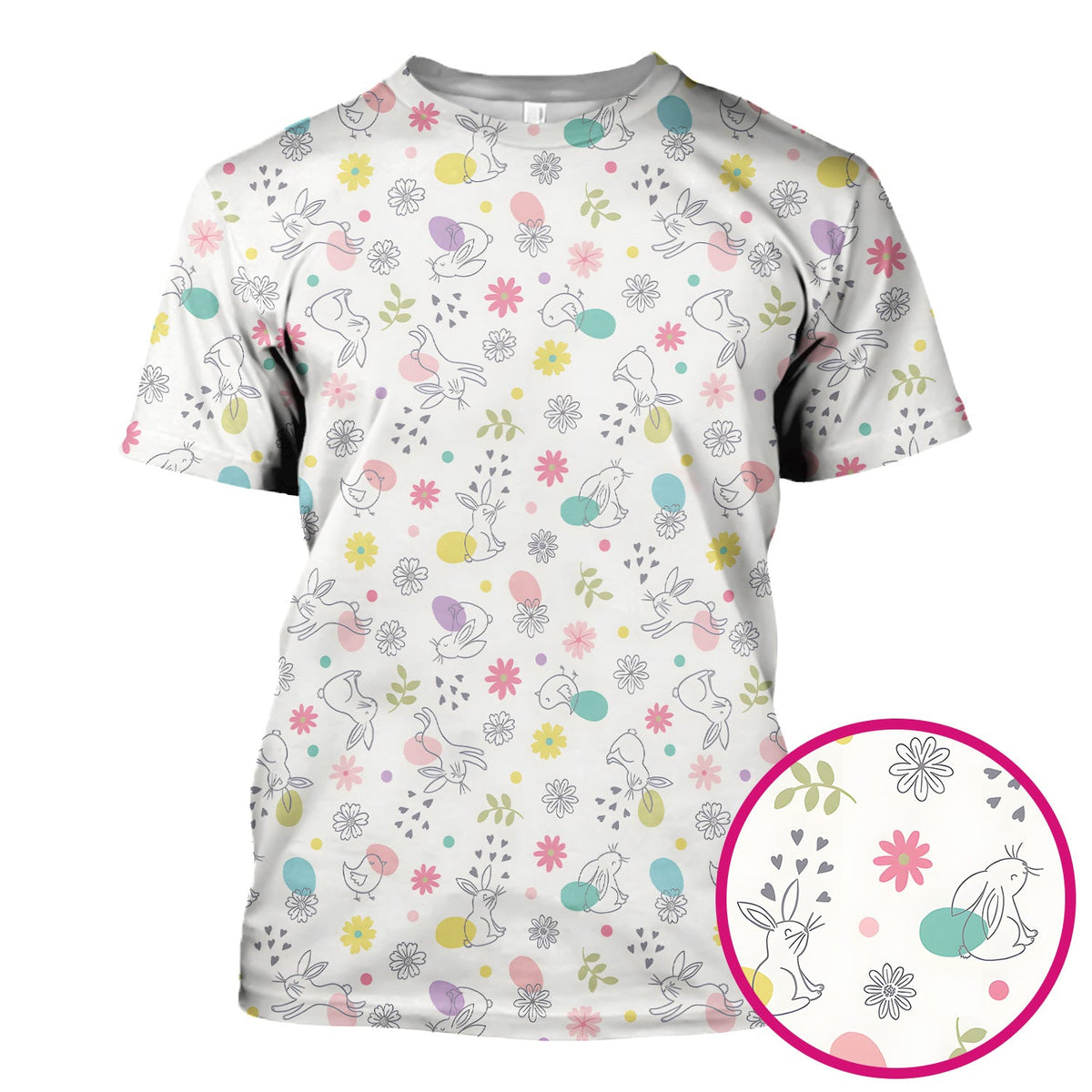 Whimsical Easter Bunny Eggs Nurse Scrub Top