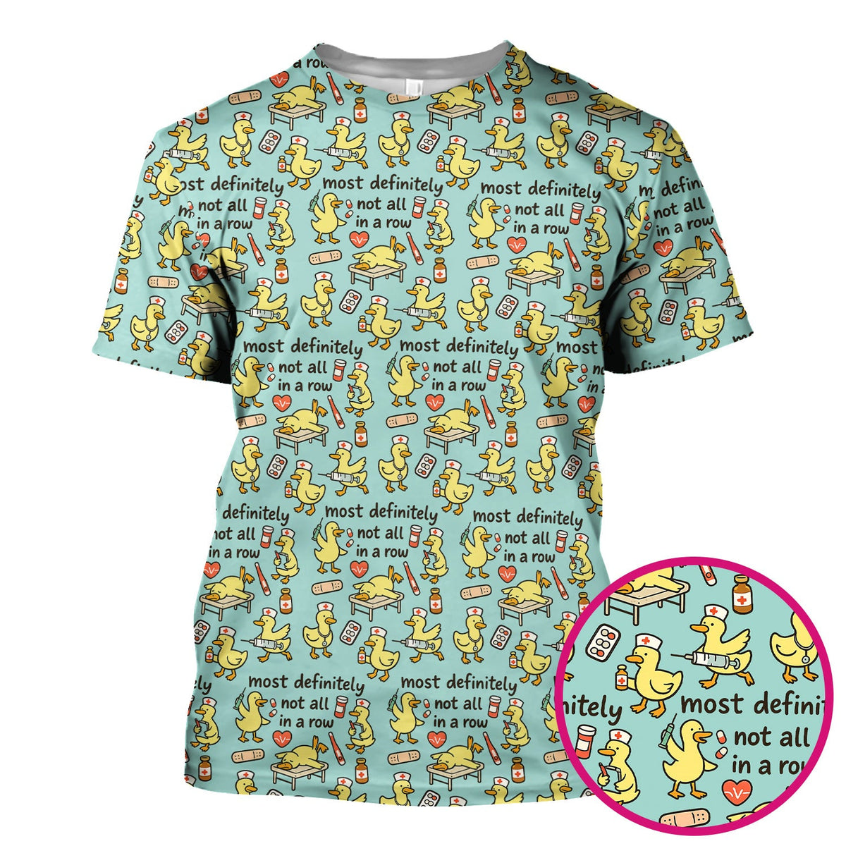 Funny Nurse Duck Medical Humor Pattern Scrub Top, Comfortable Scrubs for Nurses