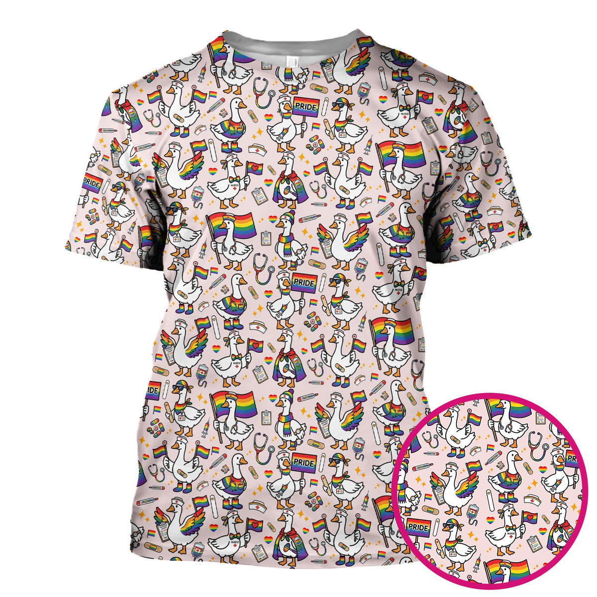 LGBT Pride Nurse Duck Scrub Top