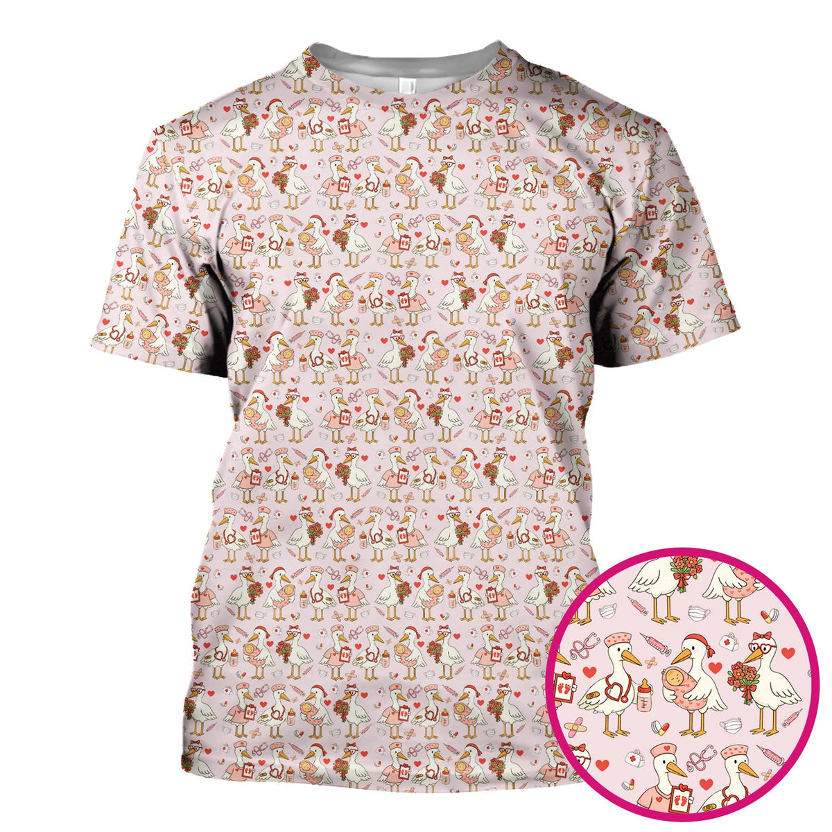 Valentine Goose Nurse Scrub Top