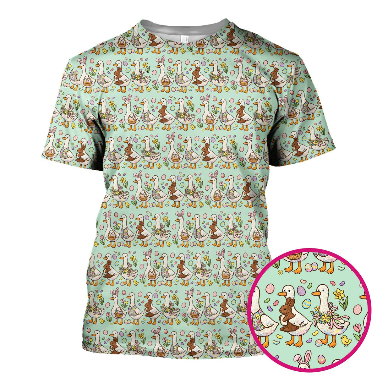 Duck Bunny Egg Floral Nurse Scrub Top - Easter Gift