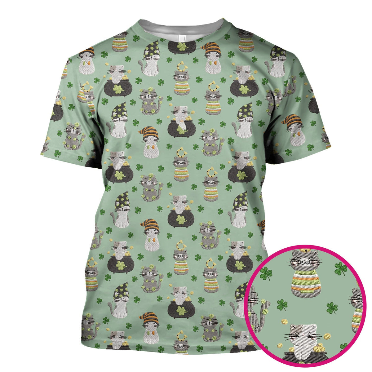 St Patrick Lucky Cat Shamrock Nurse Scrub Top