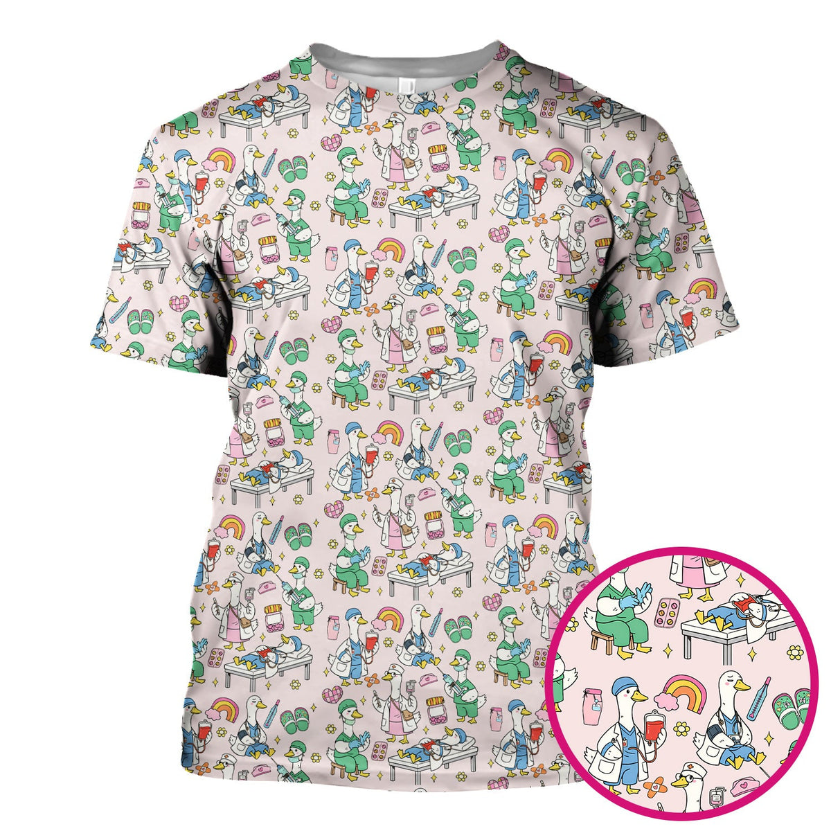 Duck Medical Doodle Nurse Scrub Top